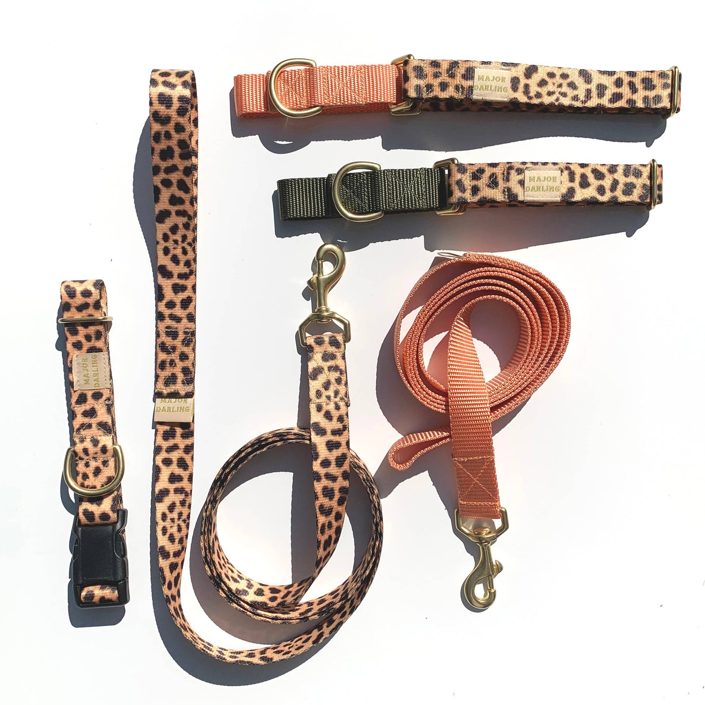 Heavy Duty Leopard Print Leash with Brass Hardware