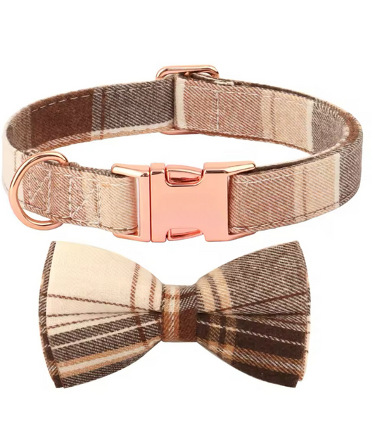 Mocha Ridge Tweed Collar & Bow