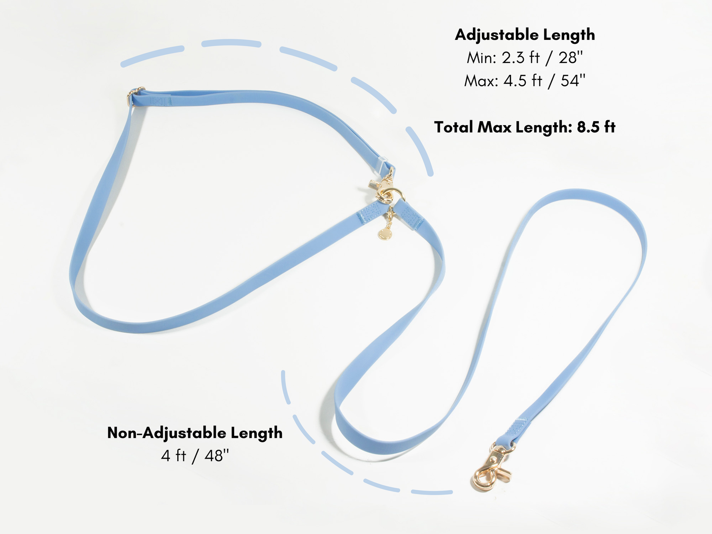 Ultra Lightweight Malibu Blue Cloud Dog Leash - All-Weatherproof & Odor-Resistant