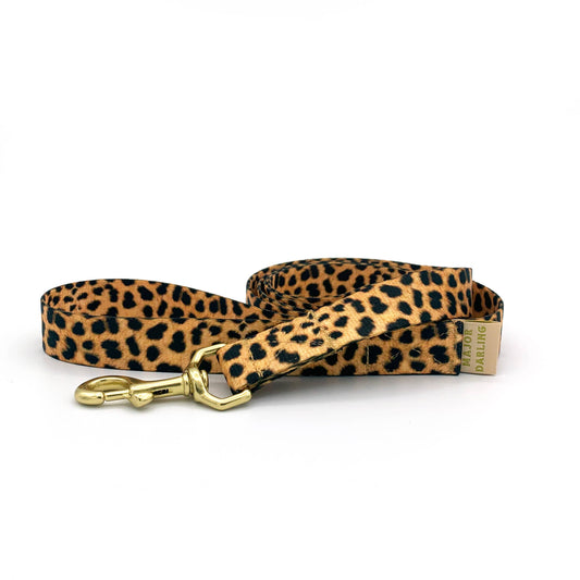 Heavy Duty Leopard Print Leash with Brass Hardware