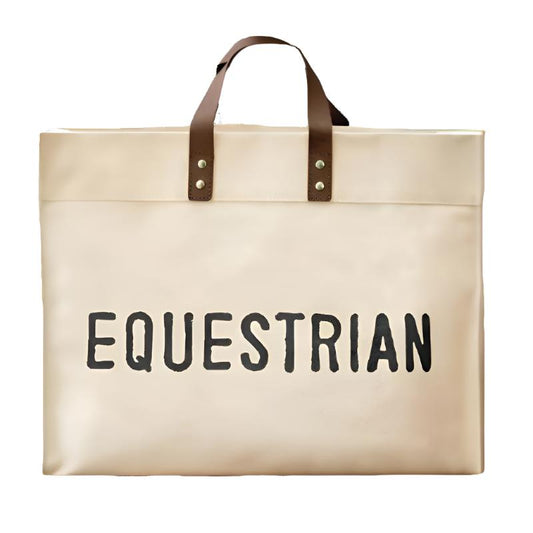 Equestrian Canvas Tote Bag with Leather Handles